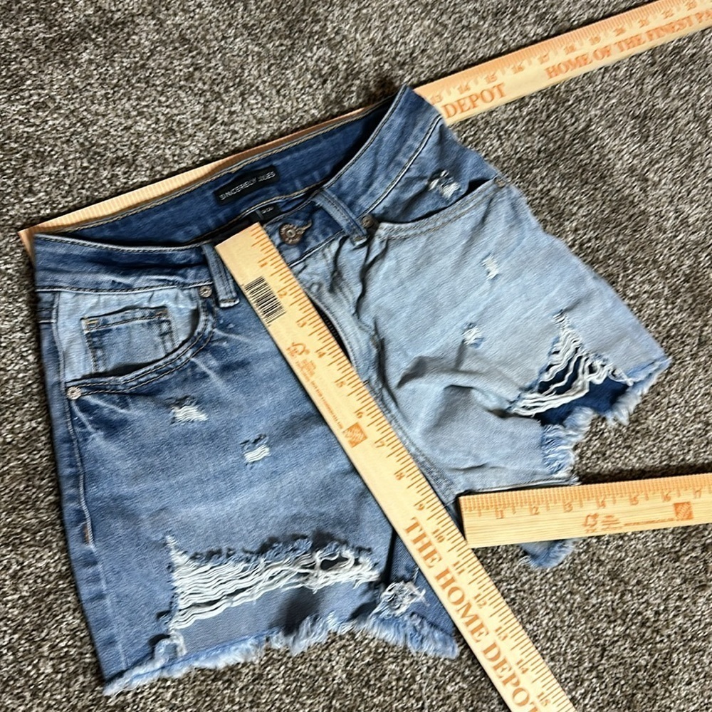 Sincerely Jules cut off two tone denim jean cut off shorts 0/24 - Picture 5 of 6